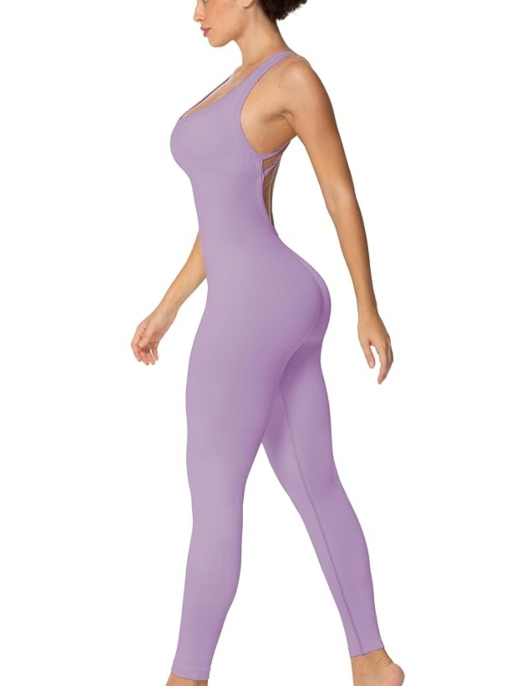 Lilac Seamless Racerback Jumpsuit